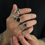 Set 6 Pieces Creative Irregular Snake Stars Open Rings