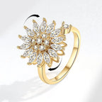 Sunflower Diamond Zircon Rotatable Ring