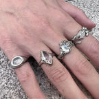Punk Moonstone Irregular Geometric Statement Ring
