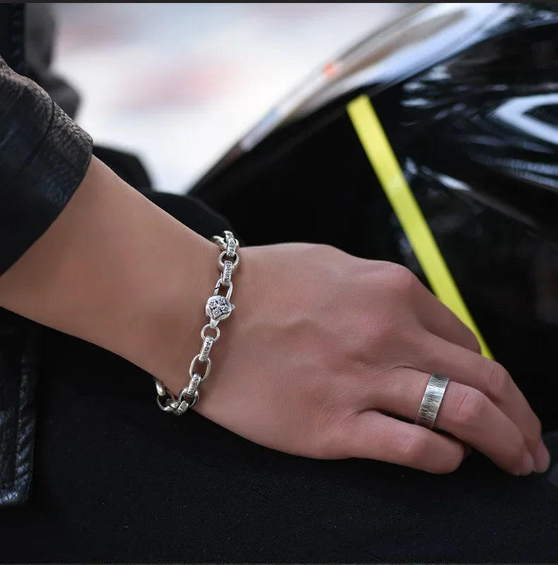 High Quality Silver New Six-Character Mantra Bracelet