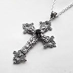 Y2K Punk Crystal Big Cross Pendant Necklaces for Women Men Gothic Irregular Cross Clavicle Chain Necklaces Jewelry