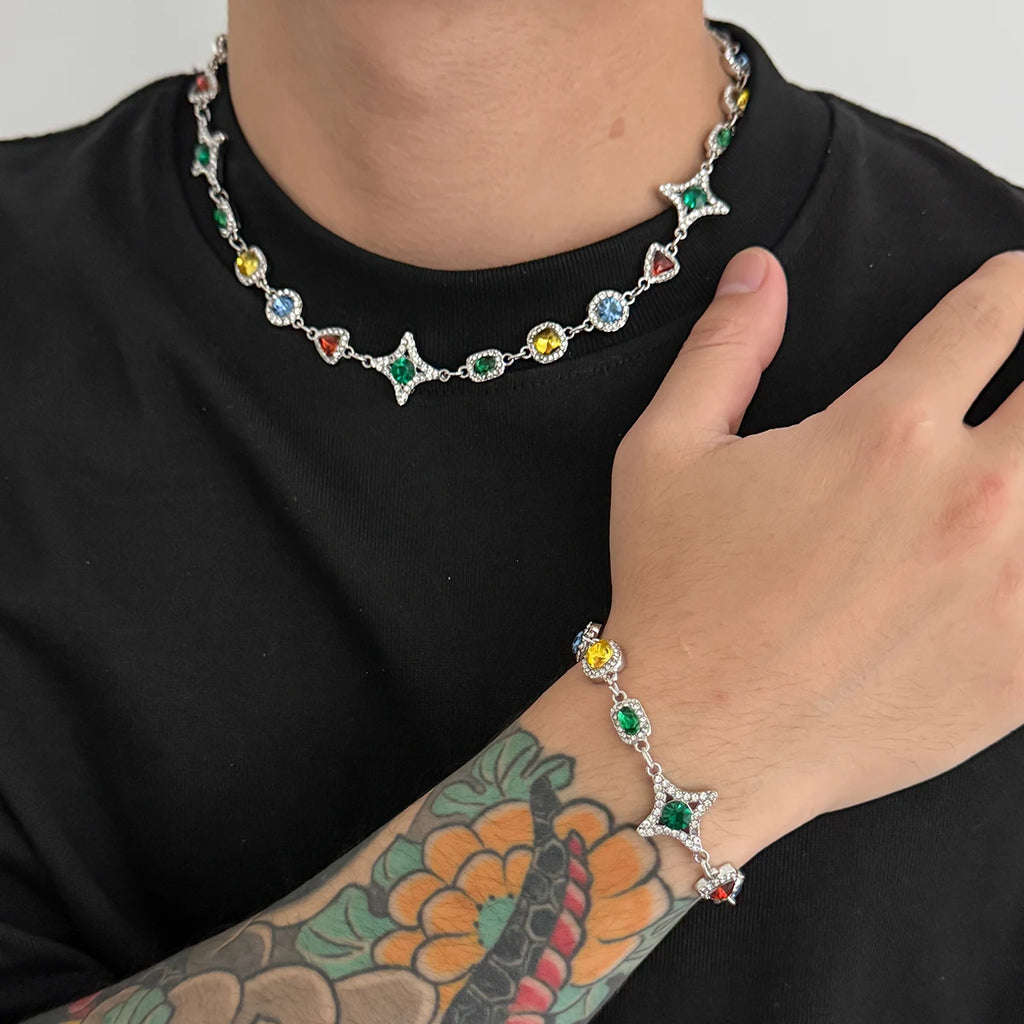 Ingemark Boho Luxury Colorful Crystal Chain Necklace