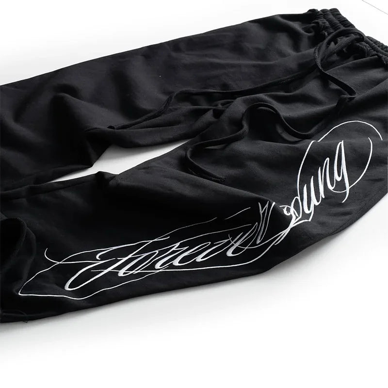 Y2K American Retro  Hip-Hop Letter Printed Streetwear Jogger Loose Wide-Leg Oversize Casual Pants