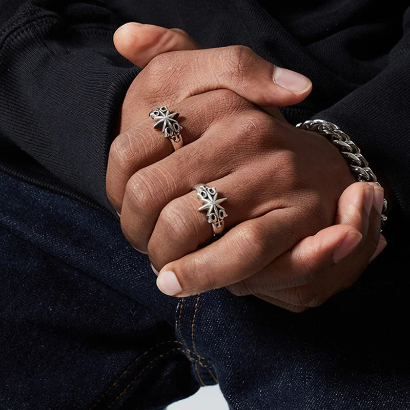 Retro Six Point Star Punk Gothic Adjustable Open Ring