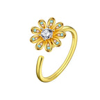Sunflower Diamond Zircon Rotatable Ring