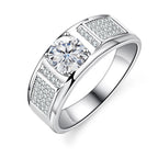 Real 1.0 Carat Moissanite Pure Solid 18K White Gold Ring