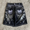 Y2K Grunge Cyber Gothic Embroidered Denim Shorts