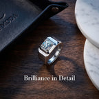 Moissanite Adjustable Wide Band Round Ring