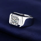 Moissanite Adjustable Wide Band Round Ring