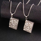 Gothic Style Religious Bible Necklace Alloy Steel Vintage Flipped Bible