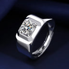 Moissanite Adjustable Wide Band Round Ring