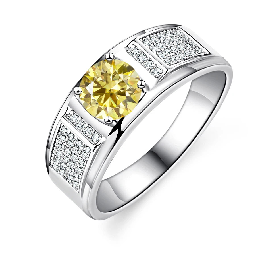 Real 1.0 Carat Moissanite Pure Solid 18K White Gold Ring