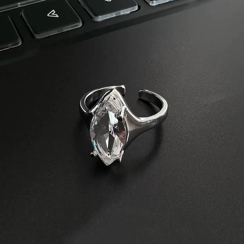 Punk Moonstone Irregular Geometric Statement Ring