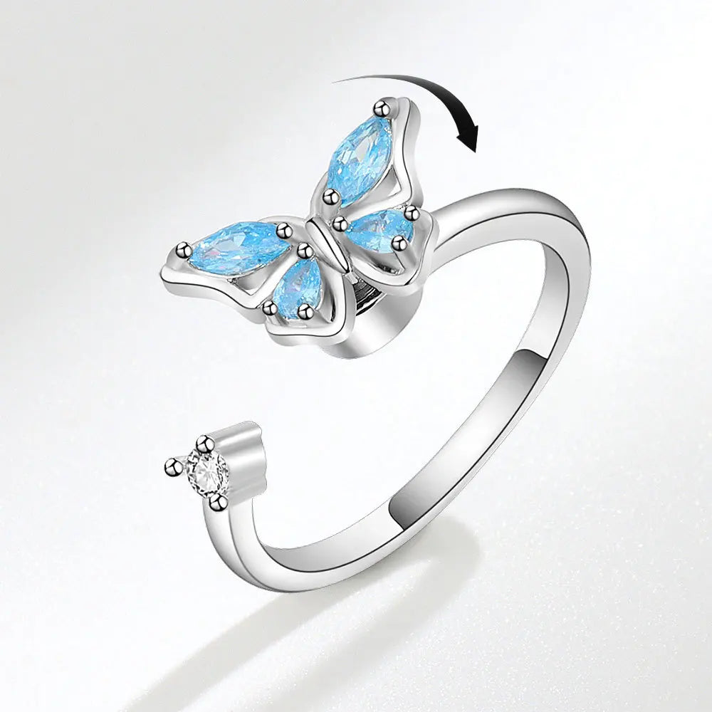 Sunflower Diamond Zircon Rotatable Ring