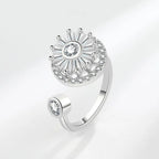 Sunflower Diamond Zircon Rotatable Ring