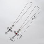 Y2K Punk Crystal Big Cross Pendant Necklaces for Women Men Gothic Irregular Cross Clavicle Chain Necklaces Jewelry