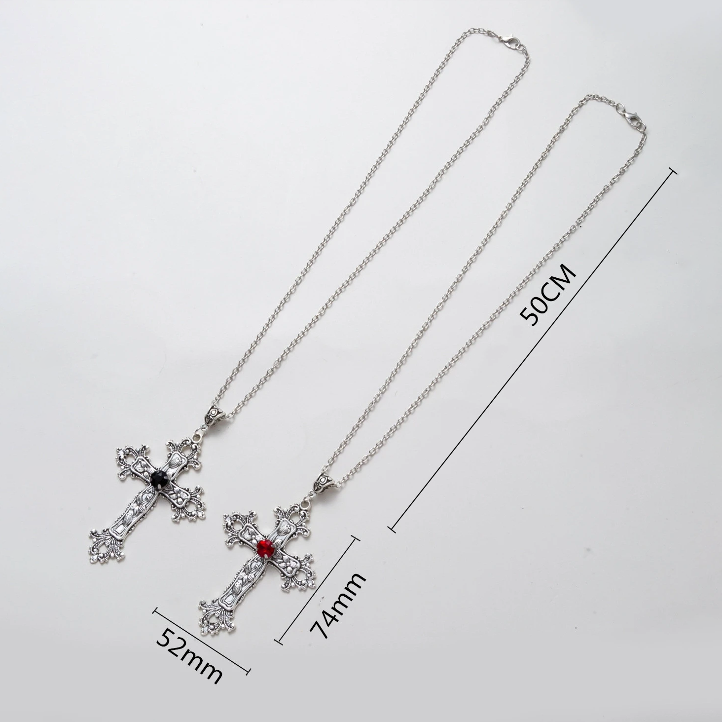 Y2K Punk Crystal Big Cross Pendant Necklaces for Women Men Gothic Irregular Cross Clavicle Chain Necklaces Jewelry