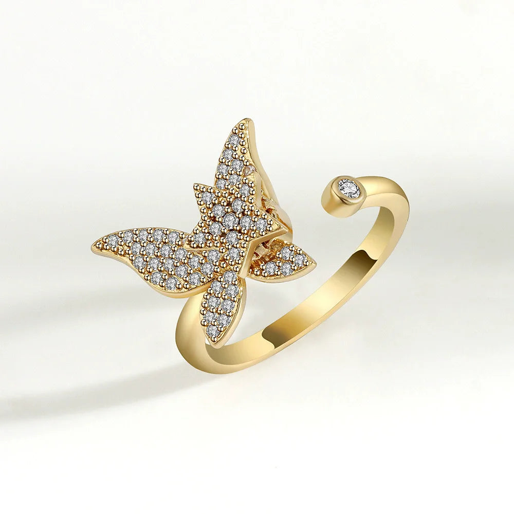 Sunflower Diamond Zircon Rotatable Ring