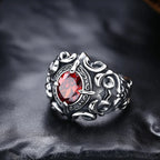 Retro Red Heart Crusades Vine Ring Dark Gothic Vintage Resizable Ring Punk Accessories