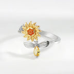 Sunflower Diamond Zircon Rotatable Ring