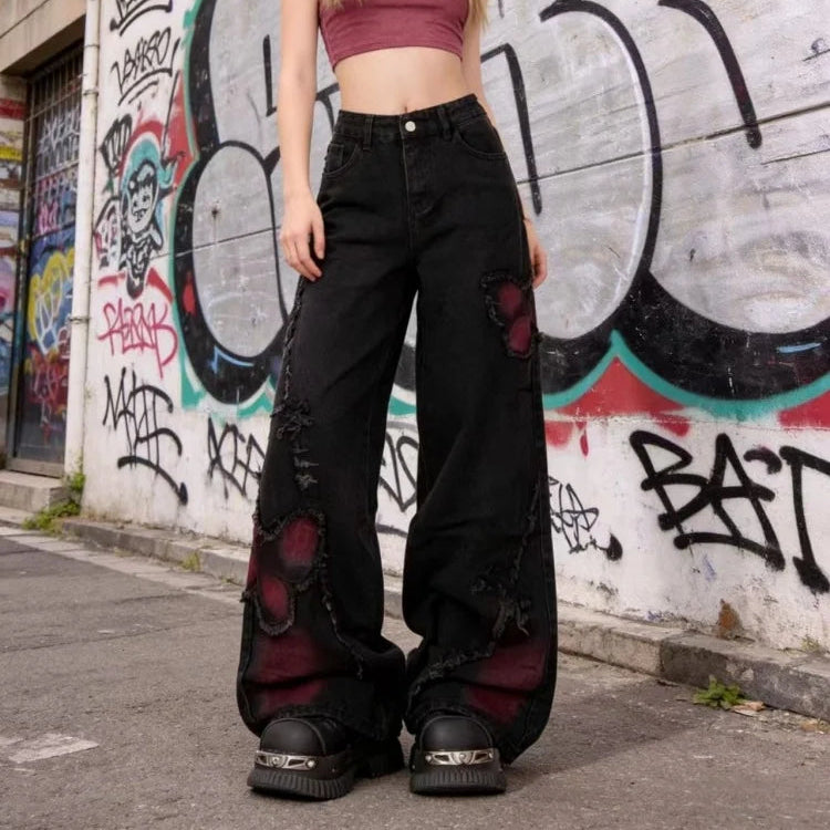 Vintage 90s Aesthetic Cowboy Pants Oversize Denim Trousers Y2k 2000s