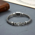 Hand-Knitted Old Vintage Black Stone Bracelet