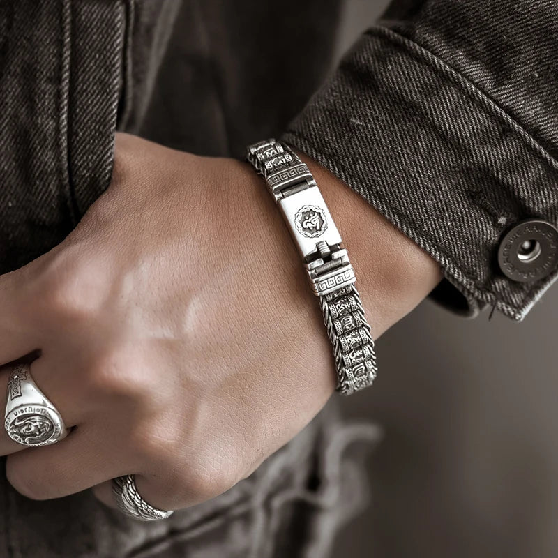 Creative Bracelets Lucky Buddhist Scripture Turn Beads Retro