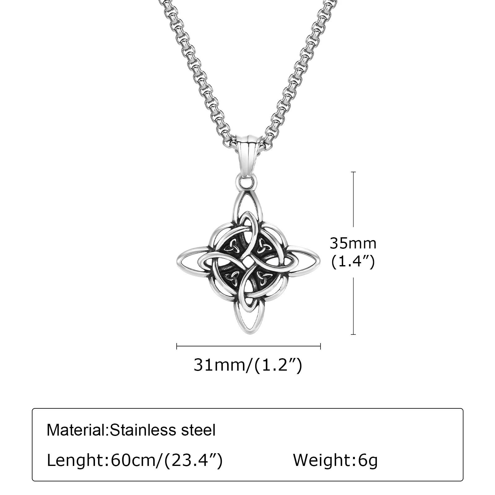 Vintage Celtic Knot Nordic North Stainless Steel  Necklace