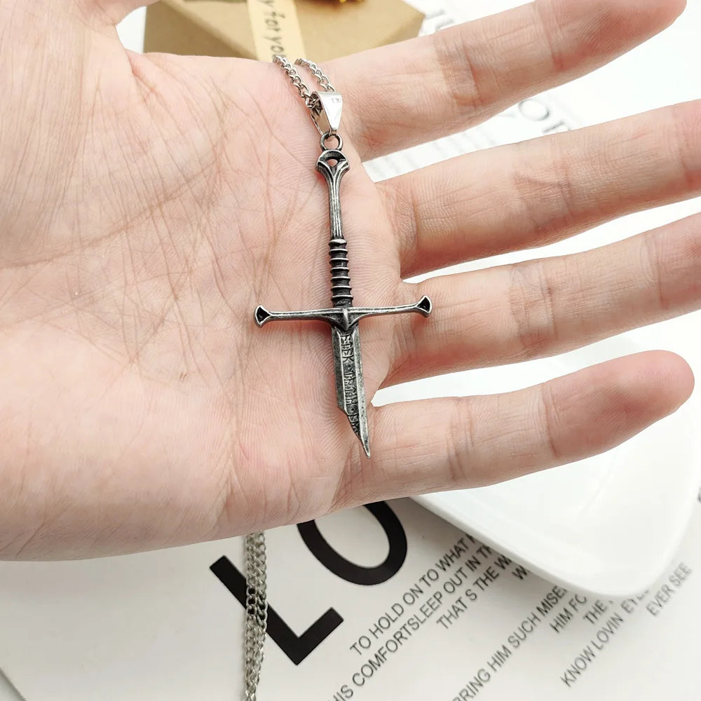 Movie Aragorn Narsil Broken Sword Cosplay Necklace Vintage Punk