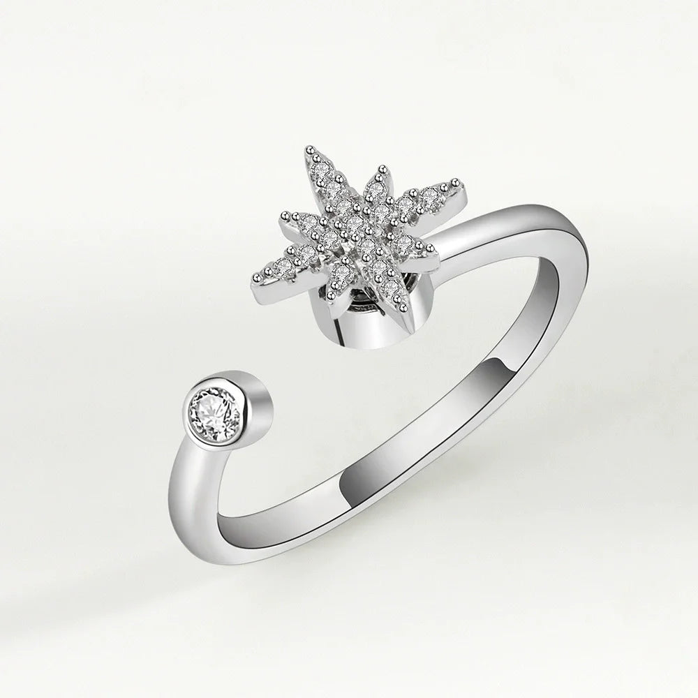 Sunflower Diamond Zircon Rotatable Ring