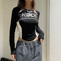 Spring New Women T-Shirt Long Sleeves O-Neck Streetwear Crop Top Streetwear