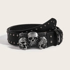 Brand Punk Goth Rivet Black Jeans Unisex Belt Paw Skull Buckle