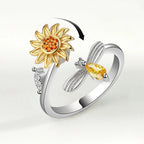 Sunflower Diamond Zircon Rotatable Ring