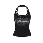 Vintage Y2K "Feminine" Graphic Halter Top