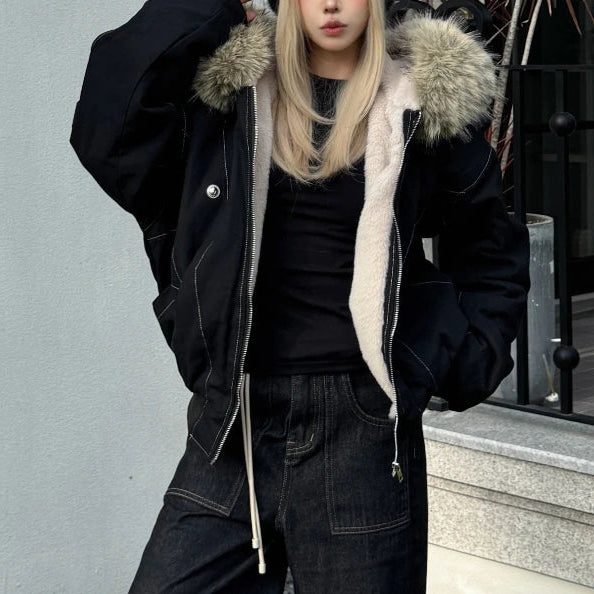 Aesthetic Black Elegant Jacket Woman  Y2k Zip Up Hooded Casual Punk Outfits