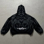 Y2K Opium Core Tribal Tribal Graphic Oversized Heavyweight Zipper Hoodie