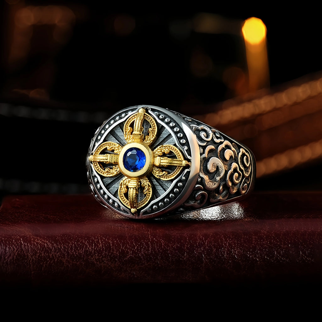 Retro Golden Vajra Adjustable Open Ring