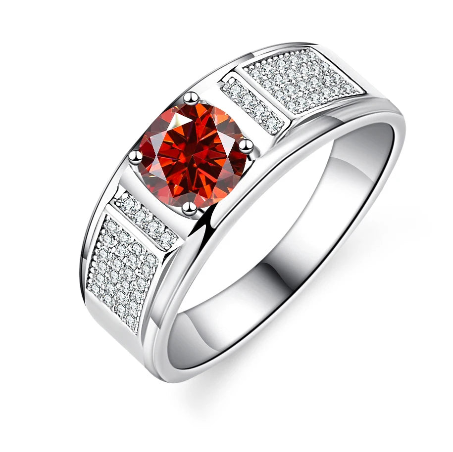 Real 1.0 Carat Moissanite Pure Solid 18K White Gold Ring