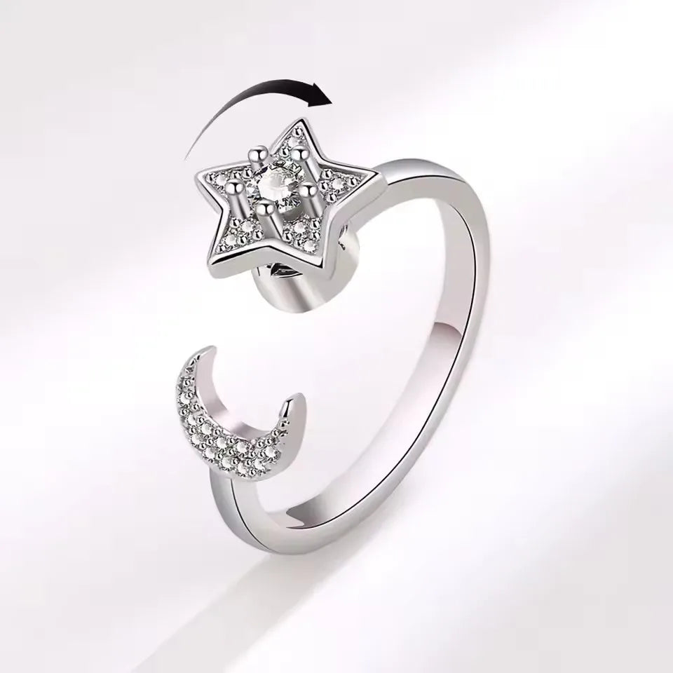 Sunflower Diamond Zircon Rotatable Ring