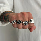 Set 4 Pieces Hip-hop Punk Geometric Oval Rectangular Five-pointed Star Opening Rings