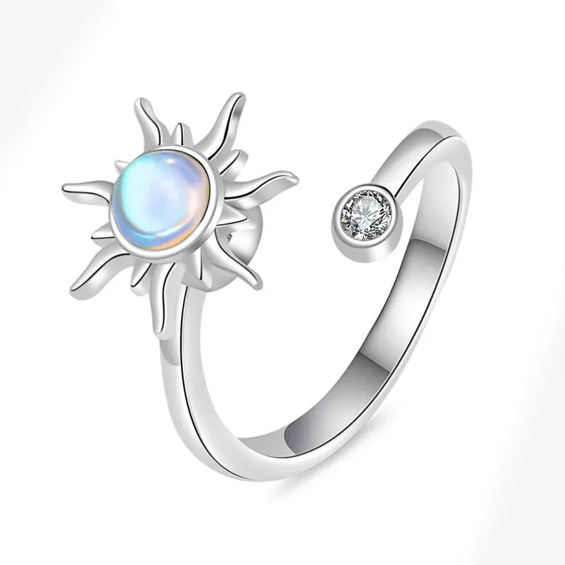 Sunflower Diamond Zircon Rotatable Ring