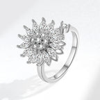 Sunflower Diamond Zircon Rotatable Ring