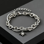 Retro Silver Color  Double-layer Bracelet Hip Hop Punk