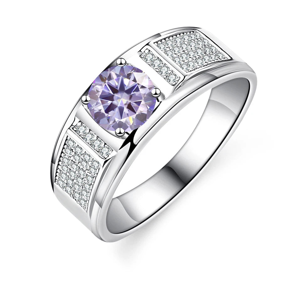 Real 1.0 Carat Moissanite Pure Solid 18K White Gold Ring