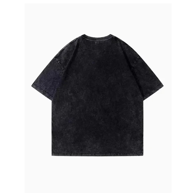 Gothic Opium Fallen Angel Washed Black Oversized Tee