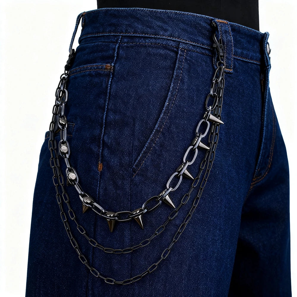 Unisex Hip Hop Punk Rock Metal Waist Chain Pants Key Ring Trousers Chain