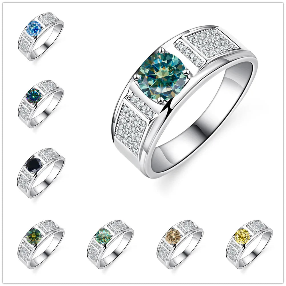 Real 1.0 Carat Moissanite Pure Solid 18K White Gold Ring