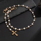 Ingemark Creative Cross Pendant Imitation Pearl Keychain Wallet Belt Chain