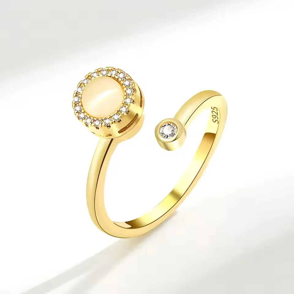Sunflower Diamond Zircon Rotatable Ring