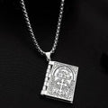 Gothic Style Religious Bible Necklace Alloy Steel Vintage Flipped Bible